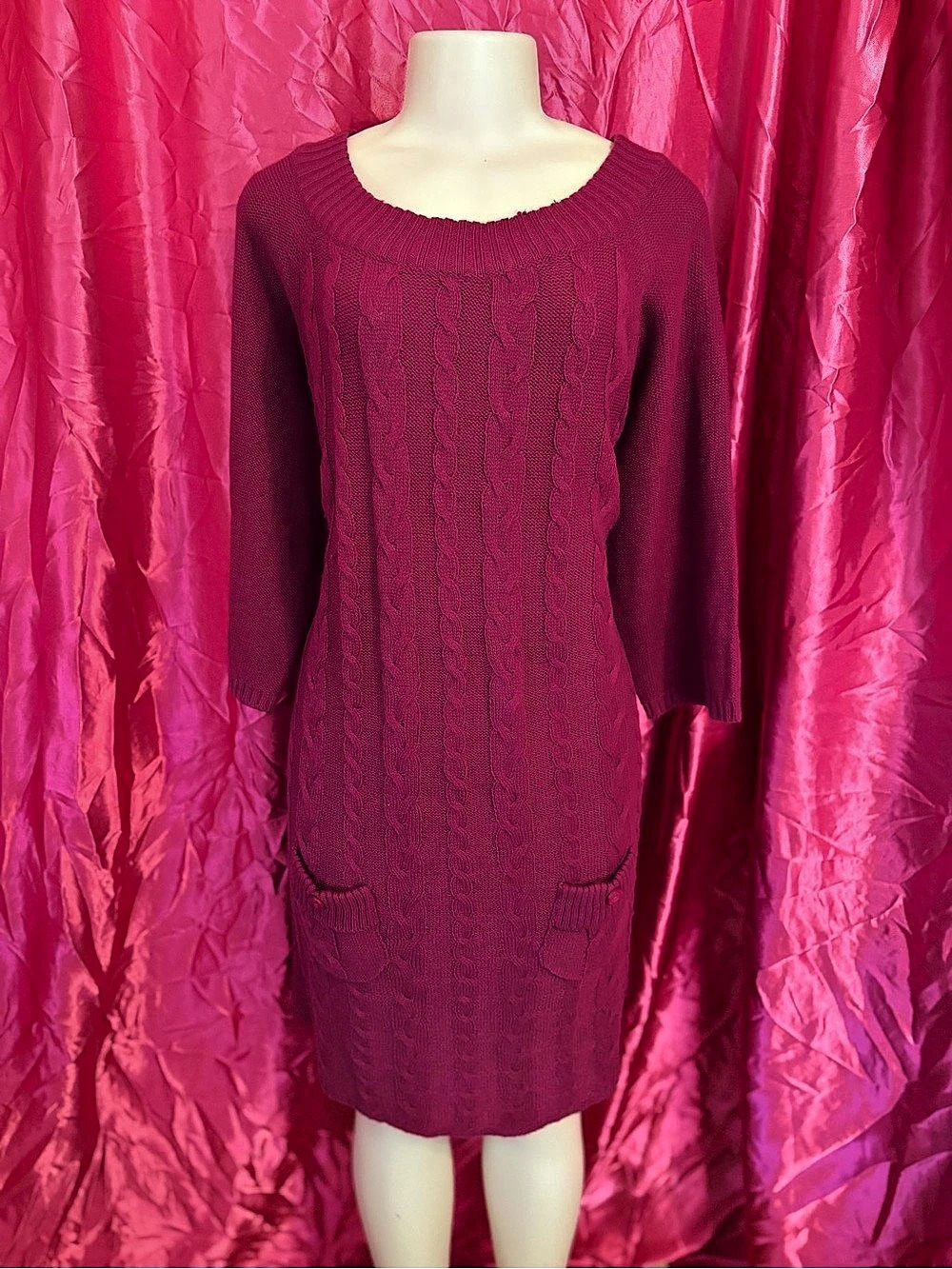 Caren Sport Cable Knit Sweater Dress in Pink